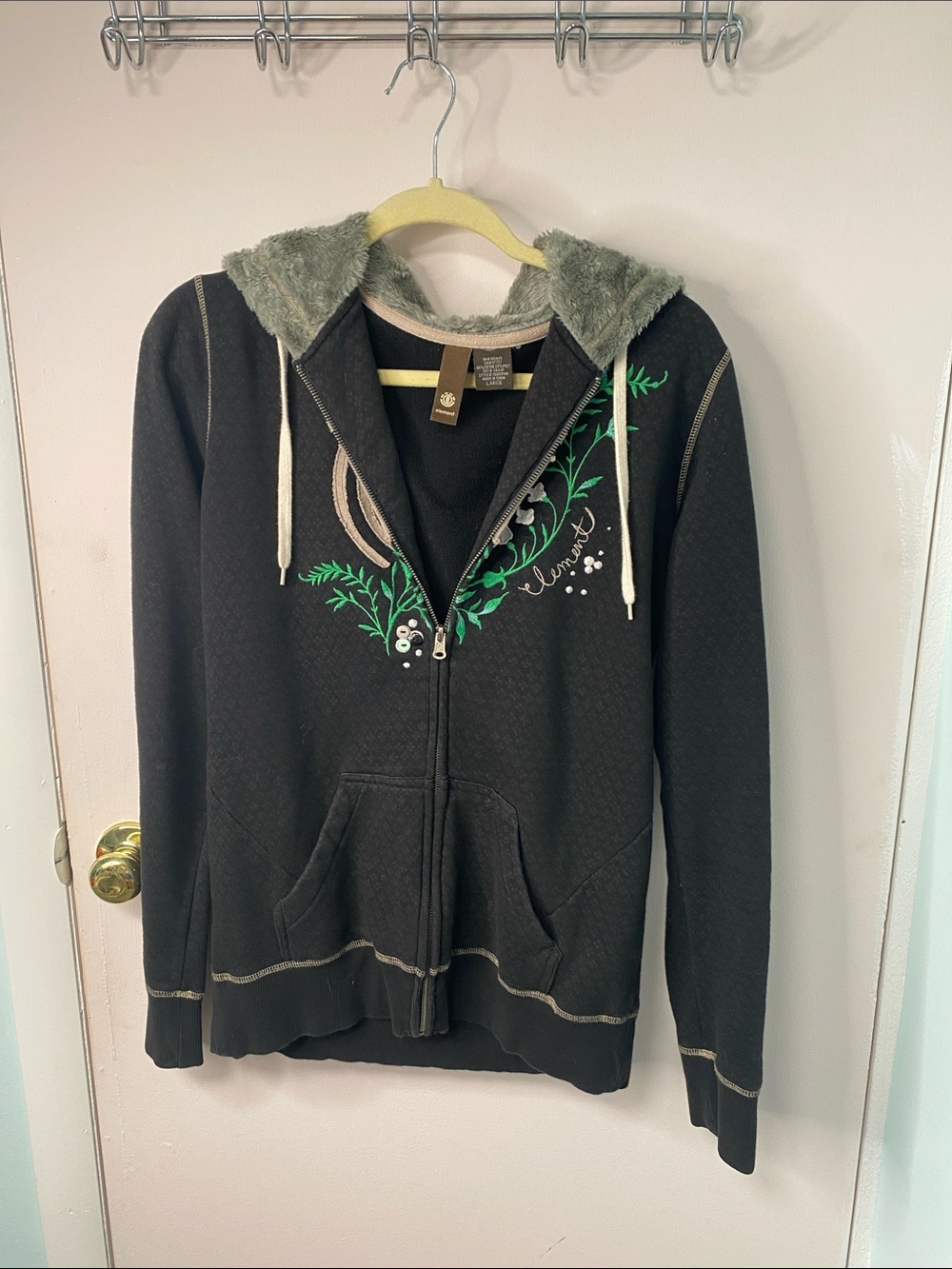Element Black embroidered zip up